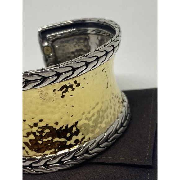 John Hardy Palu 1.5" Wide 22k Gold Sterling Silver Palu 6.5" Bracelet Cuff - Picture 8 of 12